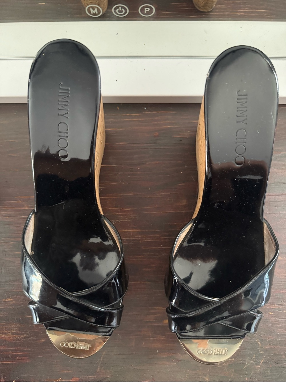 Jimmy Choo Black Slide Wedges